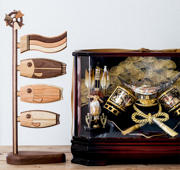 木製鯉のぼり「絆/和/喜」置物 こいのぼり室内用 ササキ工芸 